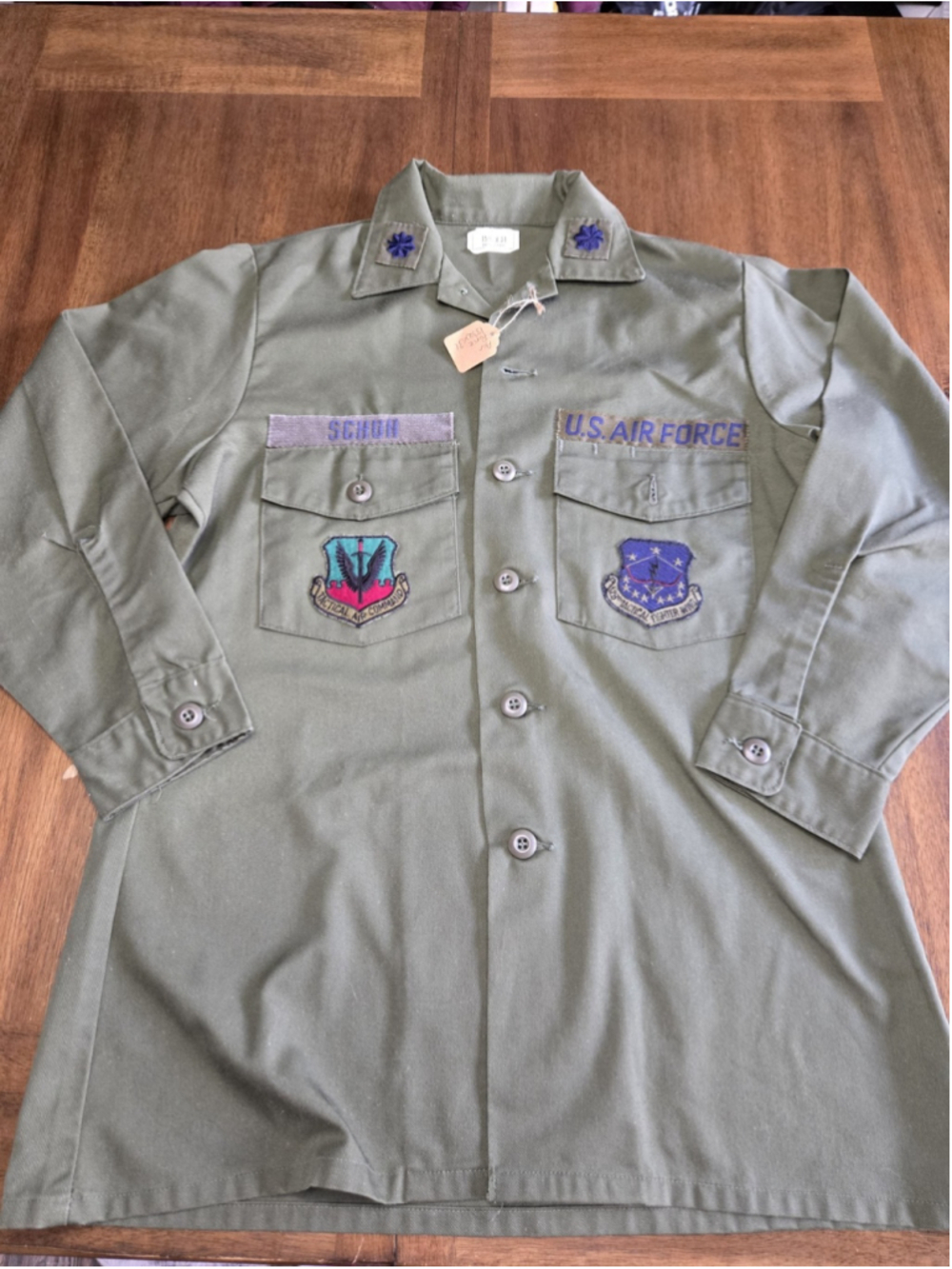 Vintage Vietnam Era US Air Force OG107 Utility Shirt TAC Fighter Wing- Named